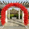 Elegant bröllopsdekorationsplats Layout Mall Öppning av konstgjorda blommor Bågar Ställer in Party Supplies Arch Shelw Cherry Blossoms