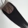 Silk Base brasiliansk rak spetsstängning mink hår jungfru obearbetade mänskliga hårvävstycken naturlig färg toppkvalitet