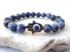SN0578 bracelet Hamsa pour homme bracelet de méditation jaspe bleu bracelet de perles en pierre naturelle bracelet à breloques main Hamsa