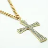 Męskie Bling Iced Out Egyptian Ankh Klucz Wisiorek Naszyjnik Pozła Plated Hip Hop Dżetki Kryształ Kubański Link Chain Mężczyźni Biżuteria NeckaceSpendan