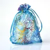 Blue Coralline Organza Drawstring Jewelry Packaging bolches Party Candy Wedding Favor Gream