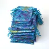 Blaue Coralline Organza Kordelzug Schmuckverpackung Beutel Party Candy Hochzeitsbevorzugung Geschenk Taschen Design Sheer mit Vergoldung Muster 10x15 cm