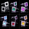 Fashion Drill Cufflinks 6 color Crystal Cufflink diamond-bordered Men's shirts French Cuff Links for wedding Father's day Christmas Gift