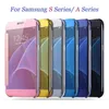 Voor Samsung Galaxy S7 Edge S6 Edge Plus S5 Luxe Smart Flip Slanke View Electroplating Mirror Hard Clear Transparent Case Cover