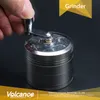 Acessórios para fumar moedores de ervas de manivela 55mm 4 camadas liga de zinco moedores de manivela moedores de metal para moedor de ervas secas