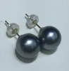 Boucles d'oreilles de goujon noires de 10 mm noires 925 accessoires en argent