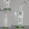 34cm Tall Green Glass Bongs Water Pipes tire perc birdcage perc Oil Rigs Glass Bongs Dome ANd nail Joint 18.8mm Hookahs