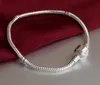 Fabrik grossist 925 Sterling Silver Armband 3mm Snake Chain Fit Charm Bead Bangle Love Armband Smyckesgåva för män kvinnor