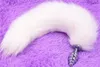 Screw plugs Fox Tail Spiral Butt Anal plug 35cm long Real Fox tails Metal Anal Sex Toy9990221