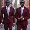 Tuxedos de marié à la mode garçons d'honneur bordeaux revers de pointe meilleur homme costume mariage hommes Blazer costumes marié (veste + pantalon)