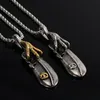 Högkvalitativ Titanium Steel Feather Eagle Claw Hängsmycke Kedjor Halsband för Mens Trendiga Japan Goro's Joyas Male Bijoux