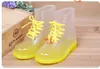 2016 크리스탈 젤리 신발 플랫 마틴 Rainboots 패션 투명한 전망 장화 워터 신발 여성 신발 캔디 컬러 Rainshoes