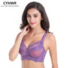 Wholesale-CYHWR Women's Full Coverage Jacquard Non Padded Lace Sheer Underwire Plus Size Bra 34-48 B C D E F G H