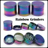 Rainbow Grinders Ice Blue Zinc Alloy Metal Grinder Accessories 40 50 55 63mm diameter 4 parts dry Herb Crushers fast