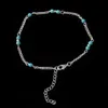 Groothandel-1 stks unieke nturquoise kralen zilveren ketting anklet souvenir enkel armband voet sieraden snelle nieuwe hot mode