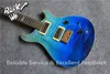 Custom Shop Reed Smith Guitarra 22 Frets Tiger Flame Bege Top azul desbotada guitarra elétrica Abalone flor embutimento Natural Mahogany traseira e lateral