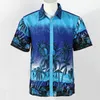 Wholesale-Summer Hawaii Beach Man Shirts Short Sleeve Coconut Tree Print Quick Dry Casual Shirts Surfing Water Sports Fashion Men Shirts