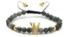 Bijoux nouveau Design 6mm, 10 pièces, pierre de sédiments de jaspe gris, couronne en or et platine tressée, perles CZ, Bracelets, cadeau, vente en gros