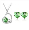 Oostenrijkse kristal hart charme liefde sieraden sets ketting oorbellen 925 verzilverde diamant hart sieraden set