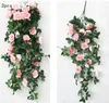Kransar 2st 35 "Artificial Artificial Rose Wall Flower Bouquet Ivy Garland Silk Vine Greenery For Wedding Home Decorative