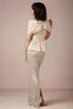 Vintage Dantel Kapalı omuz anne Gelin Elbiseler Peplum Kılıf Kat Uzunluk Gelinlik Gelin Parti Abiye giyim Artı boyutu Ucuz 2019