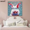 Paintings 100% Hand made Crazy Rabbit Oil Painting Modern Animal Square Wall Art Acrylic Oil Paint on Canvas Home Decor