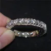 Mode 925 bijoux en argent sterling pavé réglage rond zircon simulé diamant pierres précieuses mariage éternité anneaux bandes pour les femmes