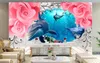 Avrupa Güller yunuslar Özel 3D Duvar Kağıdı 3D Oturma Odası TV Zemin Yatak Odası Duvar kağıtları Ev Dekor