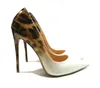 Gerçek Fotoğraf Patent Deri Ince Yüksek Topuklu Hakiki Deri Beyaz Leopar Kadınlar Düğün Ayakkabı Ultra İnce Yüksek Topuklu Pompalar