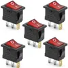 5 Pcs 3 Pin Vermelho ON-OFF SPST Snap no Barco Rocker Switch AC 6A / 250 V 10A / 125 V B00273