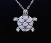 Groothandel detailhandel mode-sieraden fijne witte vuur opaal zeeschildpad stone sliver hangers en ketting voor vrouwen PJ17082713