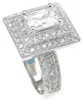 Storlek 5-11 Ny Ankomst Pave Luxury Smycken Princess Cut Simulerad Diamond Topaz 14kt Vitguld Fylld Bröllop Bröllop Kvinnor Ring Set Present