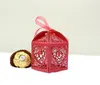 100 sztuk Laser Cut Hollow Heart Flower Candy Box Box Chocolates Pudełka ze wstążką do Wesele Party Baby Shower Favor Prezent