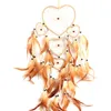 Wholesale- Heart Dream Catcher Brown Red Wall Hanging With Feather Bead Ornament Decoration