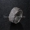 Vecalon Full 320Pcs Simulated diamond Cz Wedding Band Ring for Women 10KT White Gold Filled Female Engagement Band Sz 5-11