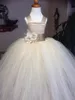 Sexig Princess Lace Ball Flower Girl Dress With Bow Beading Tulle Girls Pageant Gown First Communion Dresses BF25