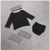 4 st set 2016 Nya höstbarnflickor skriver ut tryckta långärmade T-shirt Toppar + Shorts + Striped Ben Warmers + Headband Kids Passar Girl Outfits