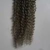 Crépus Bouclés Vierge Cheveux Argent Gris Ombre Extensions de Cheveux Humains Deux Tons Ombre Brésilienne Vierge Cheveux Gris Armure