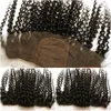 Billiga Silk Base Lace Frontal 13x4 med baby hår 8-24 "Kinky Curly Virgin Indian Hair Silk Base Full Lace Frontal Closure Bleached Knots