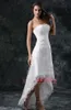 2016 Abiti da sposa corti da spiaggia Una linea senza spalline Appliques Corsetto di pizzo Indietro Sexy Abiti da sposa avorio bianco QA07