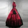 2023 Rotes Retro-Gothic-viktorianisches Partykleid-Kostüm aus dem 18. Jahrhundert mit langen ausgestellten Ärmeln und Schleife, Bühnenballkleider für Damen