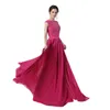 Jurk Long Party Vestido Festa Longo Noite Casamento Hot Pink Chiffon Prom Dress Goedkope Avondjurken gemaakt in China