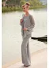 Bescheiden Chiffon Crew Silver Long Mother of the Bruid Broek Past met Lange mouw Jacket Goedkope Formal Custom Made Wedding Gast-jurk