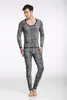 Gros-Shino Coton Hommes Ensemble Thermique Sous-Vêtements Sauvage Imprimé Léopard Costume Gardez Le Réchauffement Long Johns Pantalon Longue Chemise Hiver Vêtements De Nuit M-XL