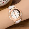 2017 Novo presente de natal Moda Feminina Luxo Lazer Conjunto Auger Diamante Dial Aanlog Relógio De Quartzo De Aço Inoxidável com Pulseira De Couro relógios