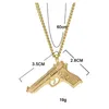 Hip Hip Hop Gold Tone Pistol Gun hanger ketting met 3 mm 24inch Cuba ketting ketting hoge kwaliteit Vermeil hiphop sieraden