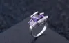 Fashion girl unico design dell'anello della signora tre grandi gioielli rosso rubino viola rosa cz zircone pietra anello per gli amanti fidanzamento matrimonio materiale in ottone con argento placcato