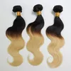 Body Wave Brasilian Ombre Human Hair Weave 1B613 1Bgrey Two Tone Peruansk hår weft billiga hårbuntar7437674