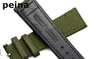 IWC Watches296X를위한 21mm New Black Green Nylon 및 가죽 시계 밴드 스트랩