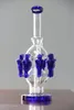 28 cm lång kungliga blå glas bongs vattenrör med gemensam storlek 14,4 mm PERC PERCOLATOR Återvinning Oljeplattor GLSS Bongs Hookahs
